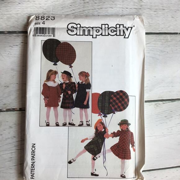 Vintage 1988 Simplicity Sewing Pattern 8823 Girl's Dress Size 4 - Picture 1 of 12